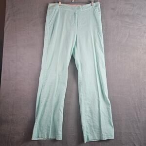 Boden Linen Blend Blue Straight Leg Pants Size 10 Long